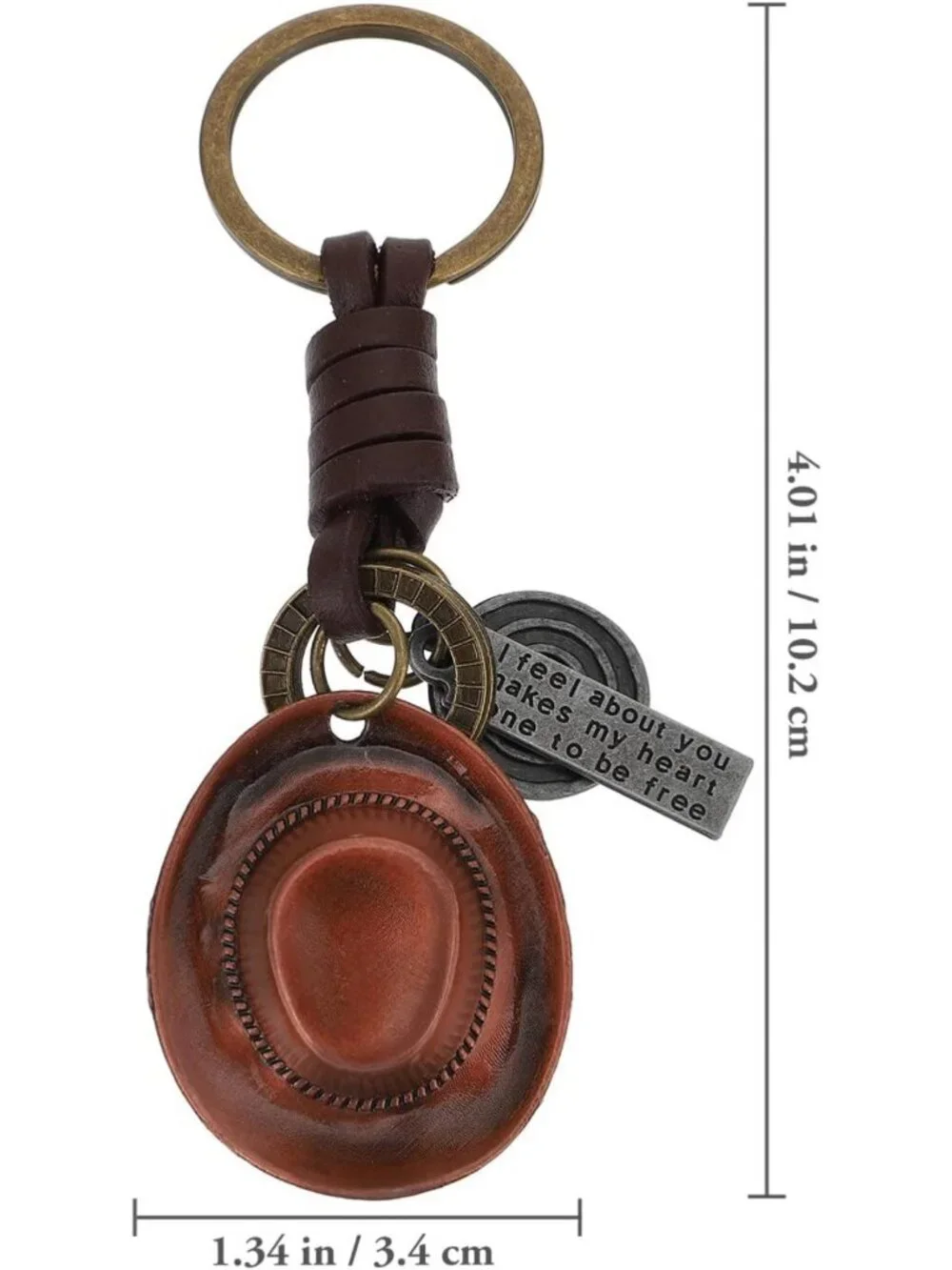 Vintage Leather Cowboy Hat Keychain, Western Style Key Ring for Men & Women